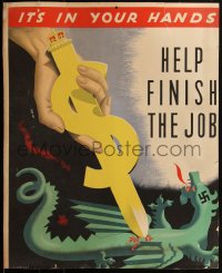 1p0101 IT'S IN YOUR HANDS 18x22 Canadian WWII war poster 1940s Trevor art, dragon with swastika!