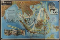 1p1084 NAV WAR MAP MEDITERRANEAN 2-sided 48x59 WWII war poster 1944 different image on each side!