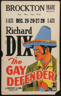 1p0453 GAY DEFENDER WC 1927 great c/u art of Richard Dix, who becomes like Robin Hood, ultra rare!