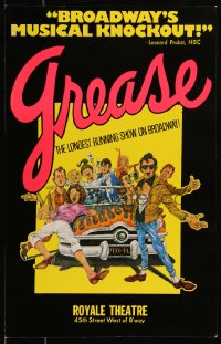 1p0455 GREASE stage play WC 1972 the longest running show on Broadway, wonderful cast portrait art!