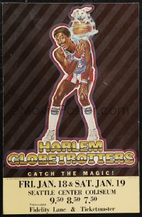1p0458 HARLEM GLOBETROTTERS WC 1983 catch the magic, cool basketball art by Sid Bingham, very rare!