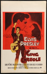 1p0471 KING CREOLE WC 1958 full-length image of Elvis Presley with guitar + w/ Carolyn Jones, rare!