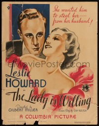 1p0472 LADY IS WILLING WC 1934 Binnie Barnes wants Leslie Howard to steal her from her husband!