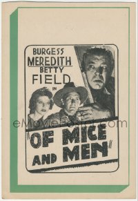 1p0896 OF MICE & MEN local theater mini WC R1950s Lon Chaney Jr, Bob Steele & Betty Field, ultra rare!