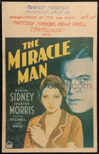 1p0481 MIRACLE MAN WC 1932 art of smoking Sylvia Sidney & faith healer Chester Morris, very rare!