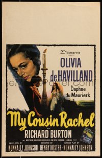 1p0484 MY COUSIN RACHEL WC 1953 art of Olivia de Havilland & Richard Burton, Daphne du Maurier!