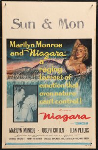 1p0485 NIAGARA WC 1953 classic art of giant sexy Marilyn Monroe on famous waterfall + added image!