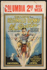 1p0487 OH DOCTOR WC 1925 great art of hypochondriac Reginald Denny going really fast on motorcycle!