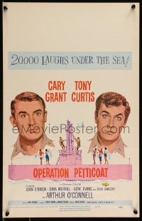 1p0488 OPERATION PETTICOAT WC 1959 great art of Cary Grant & Tony Curtis on pink submarine, rare!