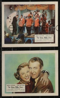 1p1835 GLENN MILLER STORY 8 color English FOH LCs 1954 Stewart, Allyson, Louis Armstrong, different!