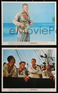 1p1843 PAPILLON 8 color English FOH LCs 1973 images of prisoners Steve McQueen & Dustin Hoffman!