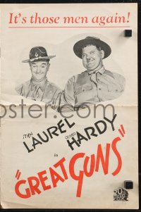 1p0955 GREAT GUNS English pressbook 1941 different art of Stan Laurel & Oliver Hardy, ultra rare!