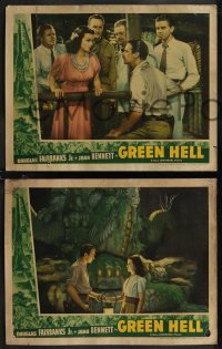 1p1339 GREEN HELL 7 LCs 1940 great images of Joan Bennett & Fairbanks, trapped in a tropic inferno!