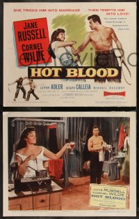 1p1309 HOT BLOOD 8 LCs 1956 Jane Russell & Joseph Calleia w/ men at counter, directed by Nicholas Ray!