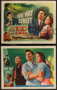 1p1321 ONE WAY STREET 8 LCs 1950 James Mason, sexy Marta Toren, Dan Duryea with gun, film noir!