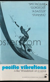 1p1680 PACIFIC VIBRATIONS pressbook 1971 AIP, really awesome surfing art, like Woodstock on a wave!