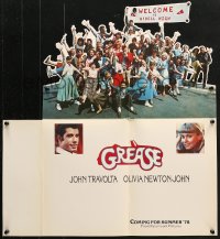 1p1162 GREASE promo brochure 1978 John Travolta, Olivia Newton-John, unfolds to 22x30 die-cut poster