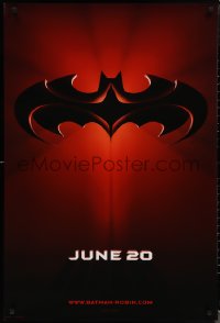 1r0948 BATMAN & ROBIN advance DS 1sh 1997 Clooney, O'Donnell, cool image of bat symbol!