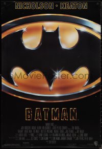 1r0951 BATMAN 1sh 1989 directed by Tim Burton, cool image of Bat logo, new credit design!