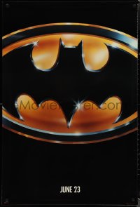 1r0952 BATMAN teaser 1sh 1989 directed by Tim Burton, cool image of Bat logo, glossy finish!