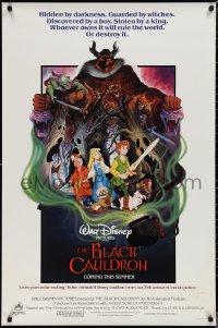 1r0964 BLACK CAULDRON advance 1sh 1985 first Walt Disney CG, cool fantasy art by Paul Wenzel!