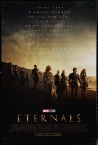 1r1047 ETERNALS advance DS 1sh 2021 Gemma Chan, great sci-fi image, the beginning, cast on beach!