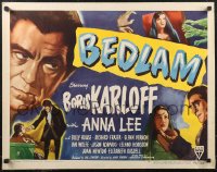 1r0855 BEDLAM style B 1/2sh 1946 artwork of madman Boris Karloff, produced by Val Lewton!