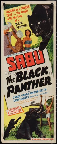 1r0881 BLACK PANTHER insert 1956 danger brought Sabu to sexy Carol Varga's side in the jungle!