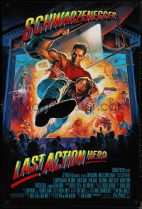 1r1193 LAST ACTION HERO DS 1sh 1993 great images of tough Arnold Schwarzenegger