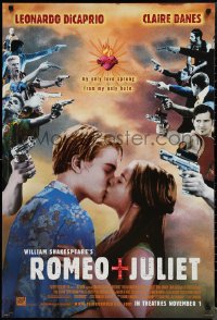 1r1358 ROMEO & JULIET style B advance DS 1sh 1996 Baz Luhrmann, Leonardo DiCaprio, Claire Danes!