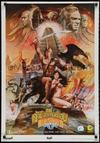 1r0388 BEASTMASTER Thai poster 1982 Tongdee art of bare-chested Marc Singer & sexy Tanya Roberts!