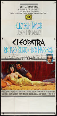 1t0213 CLEOPATRA roadshow 3sh 1963 Elizabeth Taylor, Richard Burton, Rex Harrison, Terpning art!