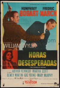 1t0119 DESPERATE HOURS Argentinean 1955 Humphrey Bogart attacking Fredric March, William Wyler