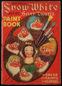 1t0377 SNOW WHITE & THE SEVEN DWARFS Whitman 11x15 softcover book 1937 color with paints & crayons!