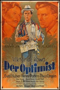 1t0262 DER OPTIMIST German 37x56 1938 Emo comedy starring Vicotr de Kowa & Gusti Huber, rare!