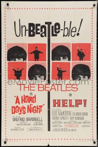 1t0825 HARD DAY'S NIGHT/HELP 1sh 1965 great images of the Beatles, un-Beatle-able double-bill!