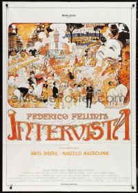 1t0133 INTERVISTA Italian 1p R1990s Federico Fellini, wonderful montage art by Milo Houston!