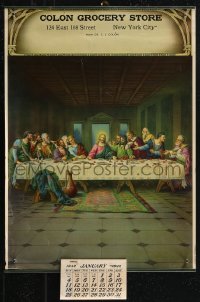 1t0404 LAST SUPPER 12x19 calendar 1942 famous religious art of Jesus Christ & the Twelve Apostles!