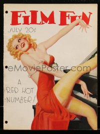 1t0298 FILM FUN magazine July 1935 Enoch Bolles-like cover art of sexy Red Hot Number at piano!