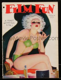 1t0294 FILM FUN magazine March 1935 great Enoch Bolles-like sexy cover art of barely dressed woman!