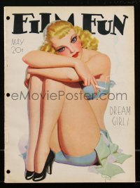 1t0296 FILM FUN magazine May 1935 Enoch Bolles cover art of sexy Dream Girl smoking cigarette!