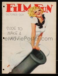 1t0301 FILM FUN magazine October 1935 great Enoch Bolles-like cover art of female sailor on cannon!