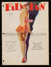 1t0300 FILM FUN magazine September 1935 great Earl Moran cover art of sexy woman in skimpy outfit!