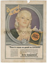 1t0089 LUCKY STRIKE magazine ad 1932 sexy Jean Harlow says there's no cigarette so good!