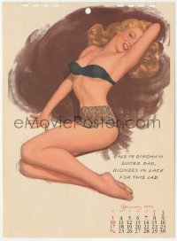 1t0127 MARILYN MONROE 8x11 calendar page 1954 Blondes in Lace, art of her from Golden Dreams!