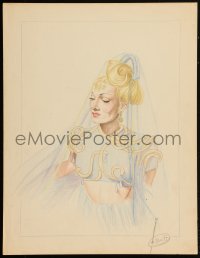 1t0099 MARLENE DIETRICH 11x14 original art 1940s great artwork portrait by Dick Braff!