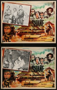 1t0446 SHANE 4 Mexican LCs R1990s George Stevens classic, Alan Ladd, De Wilde, Heflin, Jean Arthur!