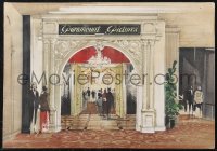 1t0415 PARAMOUNT 14x19 original art 1960s cool watercolor painting of Paramount theater lobby!