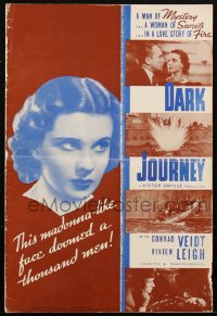 1t1854 DARK JOURNEY pressbook 1937 Vivien Leigh & Conrad Veidt in World War I, ultra rare!