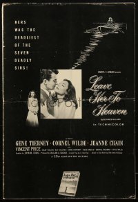 1t1928 LEAVE HER TO HEAVEN pressbook 1945 sexy Gene Tierney, Cornel Wilde, Jeanne Crain, ultra rare!